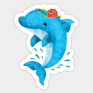 Cute Dolphin Jumping - Cute animal cartoon Sticker